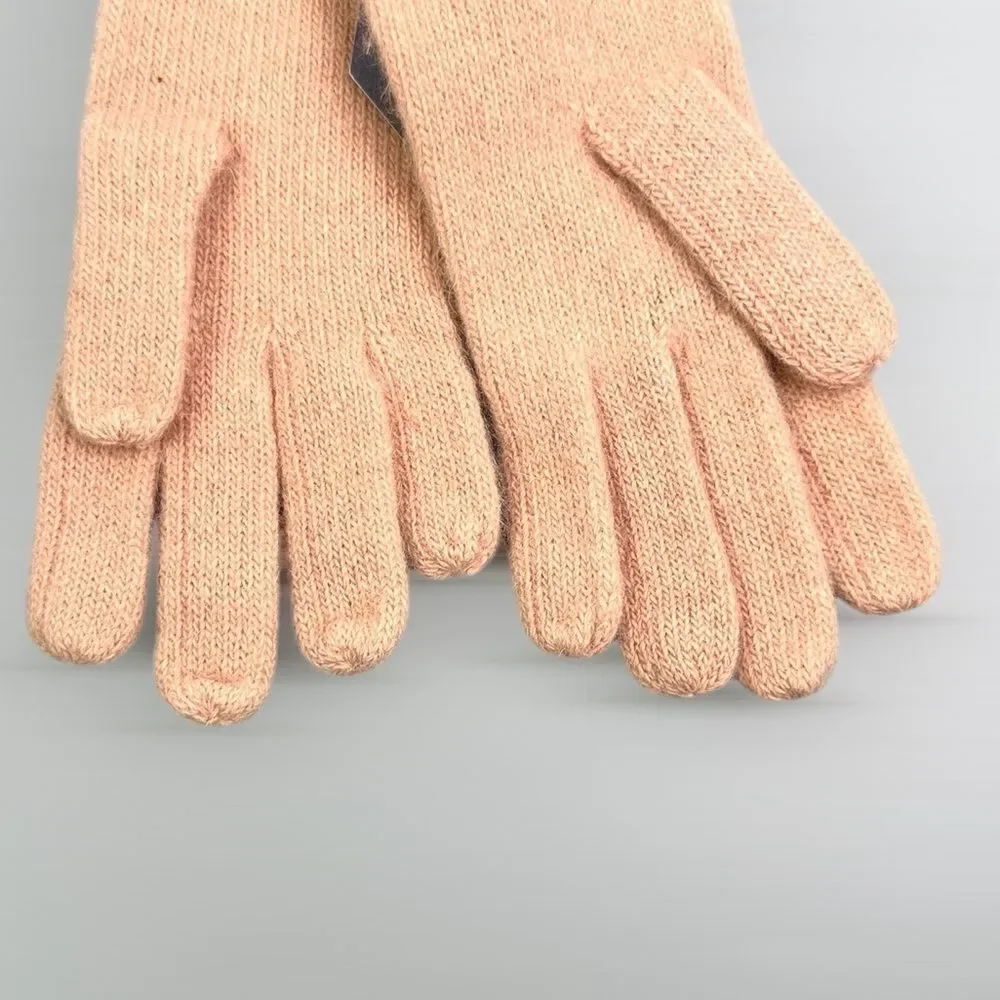 Aris Peach Color Knit Gloves Angora Lambswool Blend One Size Vintage NWT